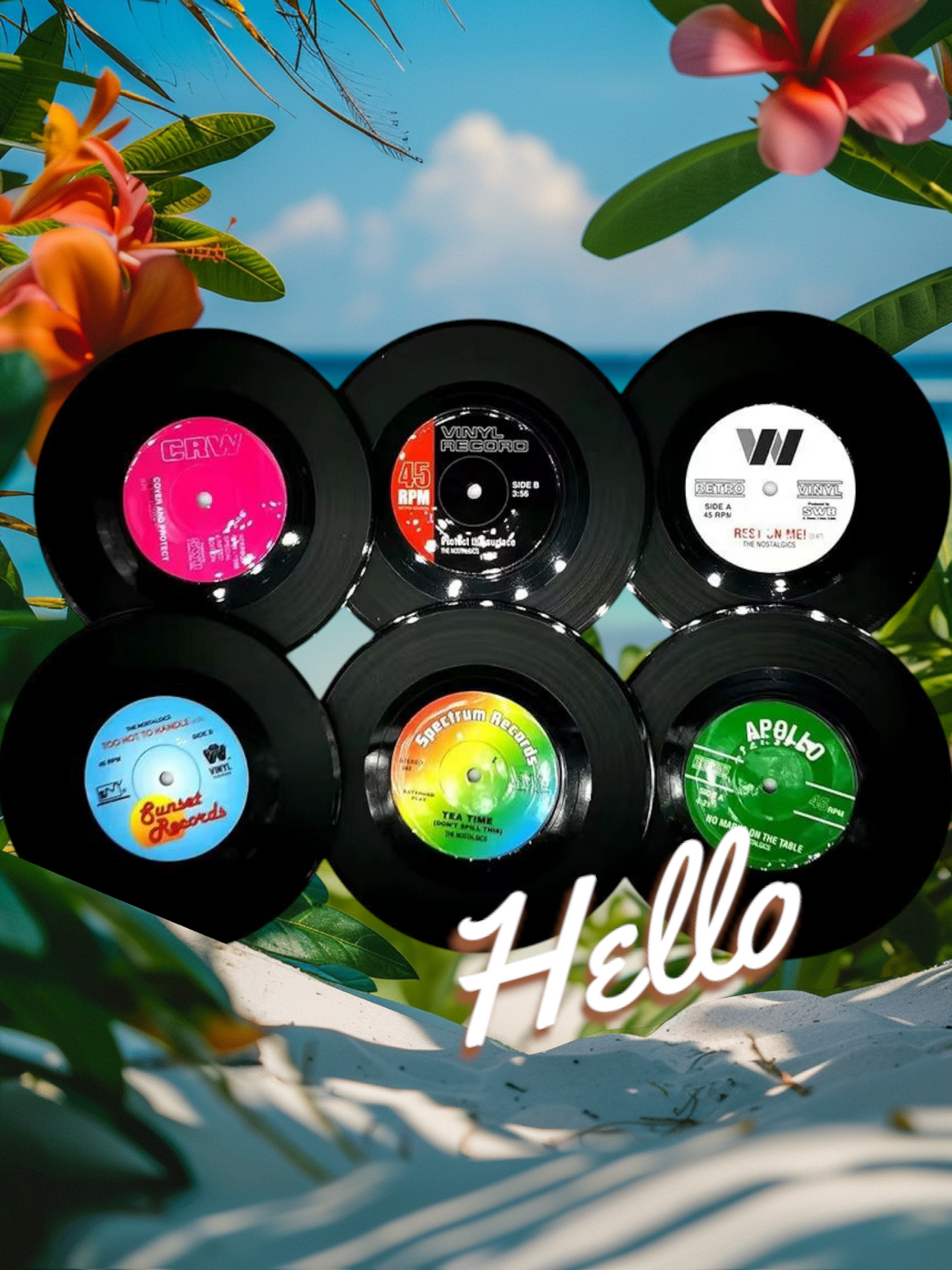 VinylVibe™ - ZESTAW RETRO WINYLOWYCH PODSTAWEK POD NAPOJE!