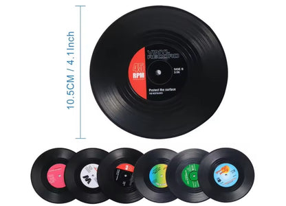 VinylVibe™ - ZESTAW RETRO WINYLOWYCH PODSTAWEK POD NAPOJE!